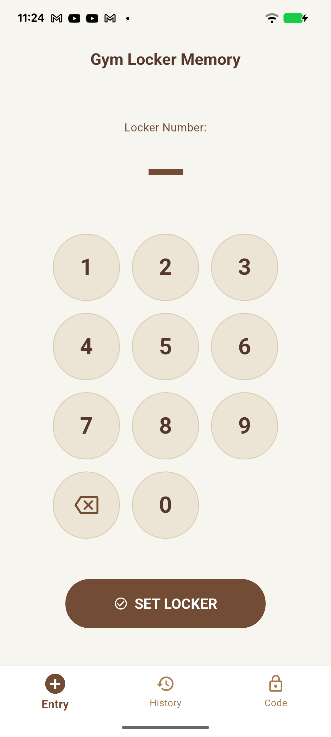 Entry tab with large keypad